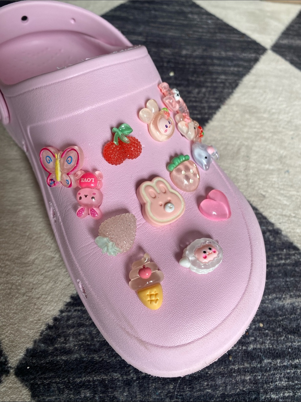 13 Pink Clog Shoes charms set